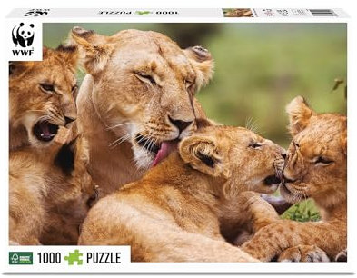 Ambassador 7230022 Löwen, 1000 Teile Puzzle für Erwachsene und Kinder ab 10 Jahren, WWF Tierpuzzle, Löwe, Earthy Brown, Green, Yellow, Golden