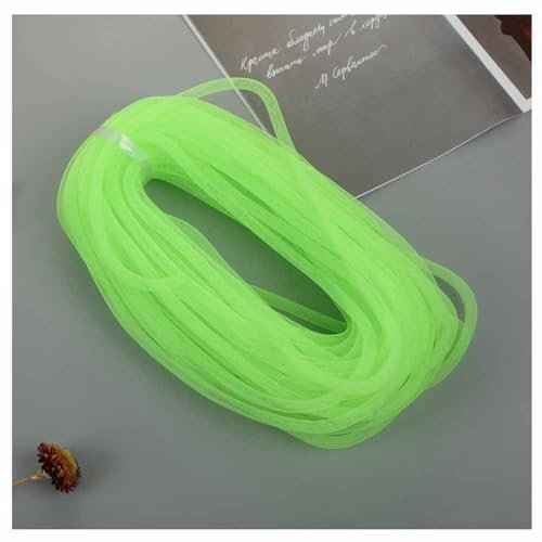 SHTGOI 1 Stück 25m Elastische Mesh Schlauch Basteln 8mm Netz-Rohr Flex Netzschlauch Meterware Kreative Netzschnur DIY Schmuck Zubehör für Schleife Armband Halskette Kränze Handwerk Leuchtgrün