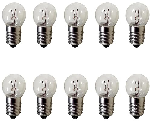 MeetUs 10 Stück E10 DC Warmweiß Mini Glühbirnen 6V 0.3A Physikalische Elektrische Experiment Schraube Basis Glühbirnen (6V)