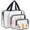 3PCS Trousse de Toilette Transparente, Trousse Transparente Voyage, Trousse de Toilette Avion, PVC Étanche Trousse de Maquillage, Sac de Rangment Transparente Sac Cosmétiques pour Homme et Femme