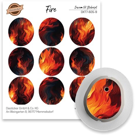 Dexcom G7 Sensor Sticker - 9er Set Fire - Aufkleber für Sensoren | Diasticker®