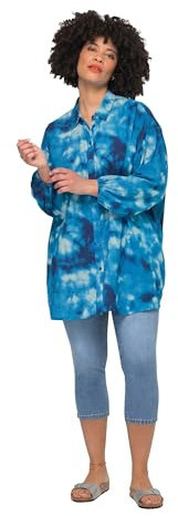 Angel of Style Damen große Größen Übergrößen Plus Size Musselin-Hemdbluse, Batikmuster Titan blau 44 831281750-44