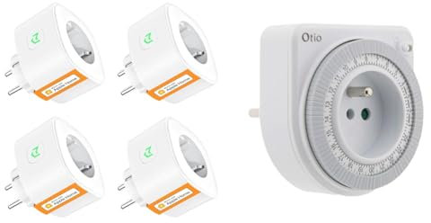 Prise Connectée WiFi, Prise Intelligente Compatible avec HomeKit, Siri, Alexa, Google Home & Programmateur mécanique blanc - Otio