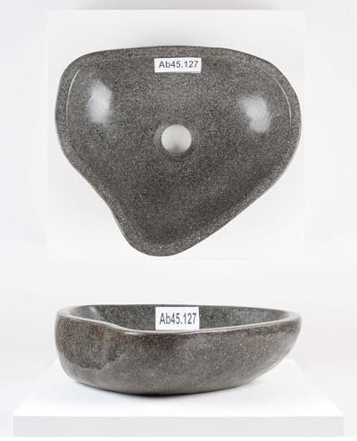 Naturstein Waschbecken 30 cm oval in grau von WOHNFREUDEN - Mit Unikat Auswahl