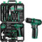 Tool Kit: DEKO Drill Set with Cordless Drill, Tool Kit Set Box, DIY Hand Tools for Men and Home, with 8V Electric Drills,126 Piece (Green)