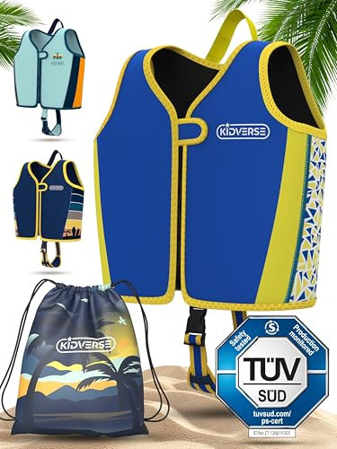 KIDVERSE Schwimmweste Kinder 3-6 Jahre - TÜV geprüfte Schwimmhilfe mit Bauchumfang bis 66cm - Schwimmhilfe Kinder 3-6 Jahre - Kinderschwimmweste zum Schwimmen Lernen - Komfort Schwimmweste Kind