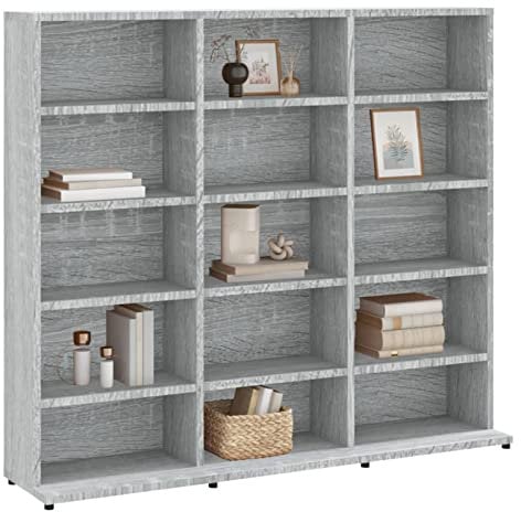 Mobile Porta CD, Scaffale per Dischi CD Dvd con Ampio Spazio di Conservazione, 100 x 23 x 89,5 cm, Legno Multistrato, Grigio Sonoma, per Soggiorno Ufficio Camera da Letto