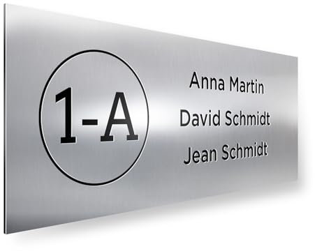 Panorama Placa Grabada Buzón 10x4 cm - Personalizada - Plástico Efecto Aluminio Metalizado con Nombre y Número