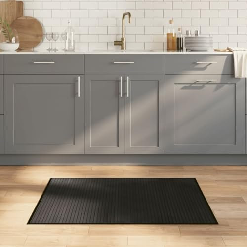 Sufrk Tapis rectangulaire noir 70 x 100 cm en bambou - Tapis en bambou - Tapis antidérapant - Tapis en bambou - Cuisine