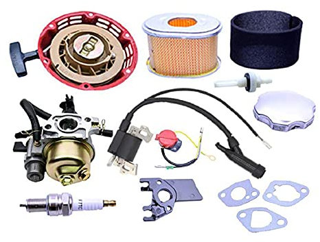 Jodriva Luftfilter, Vergaser, Rücklaufstarter, Zündspule, Zündkerzenstecker-Set, GX160, GX200, 5,5 PS, 6,5 PS, 28400-ZH8-023YA Rasenmäher-Seilzugstarter