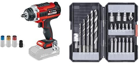 Einhell Professional Atornillador de impacto con batería IMPAXXO 18/400 Power X-Change iones de Li, 18V, 400 Nm, motor sin escobillas, envío sin batería ni cargador +Kit de brocas/ puntas