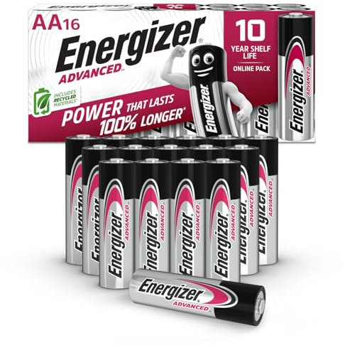 Energizer Advanced AA Pile 1,5 V alcaline, confezione da 16, pile Premium Double A di lunga durata
