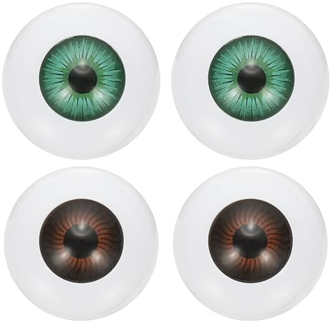 PATIKIL 24mm Safety Eyes, 4 Pcs Realistic Acrylic Eyes Plastic Half Eyeballs for Masks Halloween Props Art Craft, Dark Brown/Green