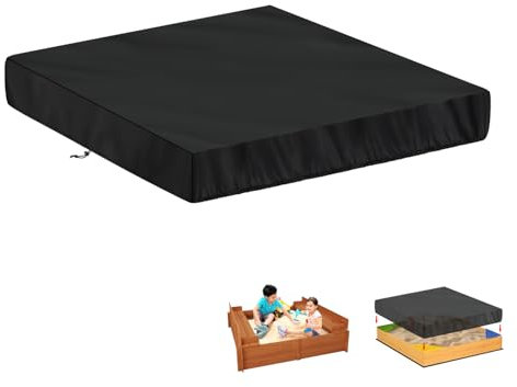 LAMUNI Housse Bac à Sable 120x120x20cm Bâche de Bac à Sable Carré Housse Protection pour Bac à Sable Imperméable Couverture de Bac à Sable, 420D Oxford Bâche Bac à Sable avec Cordon de Serrage