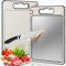 Tabla de Cortar Acero Inoxidable de Grado Alimenticio de Doble Cara, Sin BPA, Tabla de Cortar de Foble Cara para Cocina, para Carne, Pan, Verduras y Frutas
