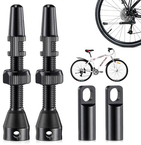 2 Stück Ventil Tubeless Sixpack,Presta Tubeless Ventile 44mm,Ventilschaft Fahrrad Tubeless,Tubeless Ventil,Tubeless Aluminiumlegierung Für Die Meisten Fahrradreifen Straße Und MTB Reifen (Schwarz)