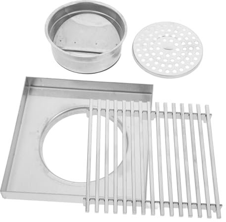 HOLIDYOYO Edelstahl Bodenablauf Mit Solidem Streifengitter Robust Und Langlebig Geruchsstoppend Für Außenbereich Garten Kompatibel Mit Abflussrohren