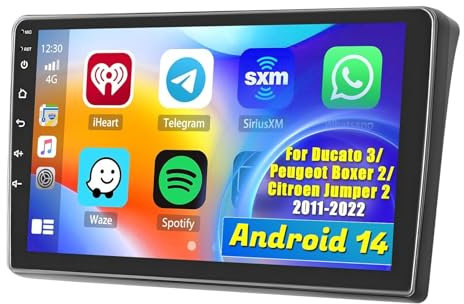Android 14 Autoradio 2Din GPS Navi für Ducato 3/Peugeot Boxer 2/Citroen Jumper 2 2011-2022 9 Zoll Auto Bildschirm Radio mit Bluetooth 5.0 Carplay Android Auto WiFi 4G DSP SWC MIC+ AHD Rückfahrkamera(S