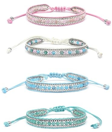 TONAUP Böhmische Gewebte Armbänder, Handgefertigt Verstellbar Freundschaftsarmbänder, Geflochtenes Wickelarmband Armband für Damen Herren Handgelenk Fußkettchen (Color C)