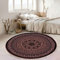 Homxi Außenteppich Rund 200 cm, Fussmatte Polyester, Mandala Muster mit Quasten, Schwarz Rose Teppich Outdoor