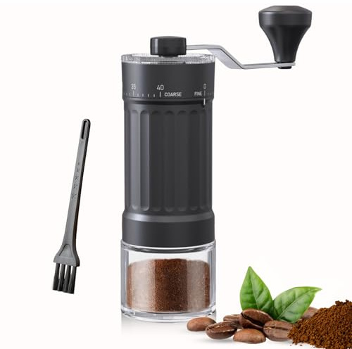 Kaffeemühle Manuell - Manuelle Mini-Kaffeemühle mit 360° Edelstahlkurbel|Coffee Grinder Keramik für Eco-Kaffeeliebhaber, Espresso, French Press, Filterkaffee und Moka-Kännchen