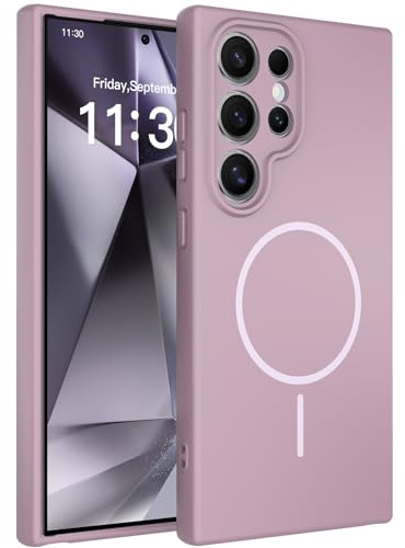 YIBAMI Magnetic Silicone Phone Case for Samsung Galaxy S24 Ultra, Purple | Compatible with MagSafe,Raised Lens Protection,Precise Cutouts,Responsive Buttons,Snug Fit,Fast Charging,Anti-Slip Grip