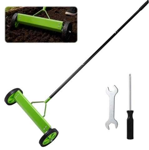Fukaisu Râteau Fane, Râteau Scarificateur Robuste à Plusieurs Fonctions avec Roue Outil de Scarification pour Pelouse pour Éliminer Les Débris Entretien du Jardin et de la Cour