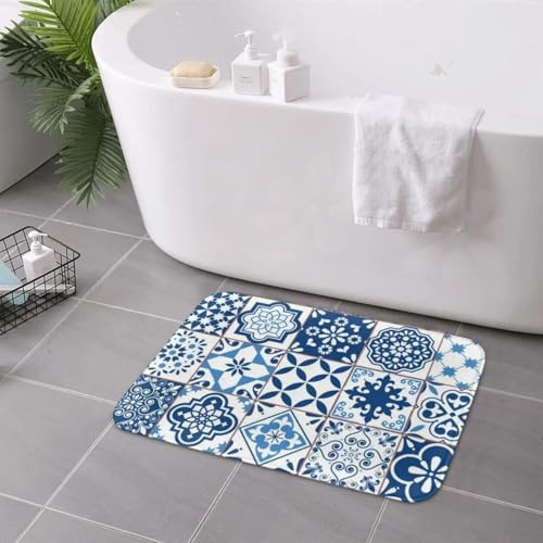 EAEQKOUC Abstrakte Muster auf keramischen Fliesen rutschfeste Fußmatte Bodenmatte Teppich für Kücheneingang Haus-Schlafzimmer-Fußmatten 3D-60x90cm