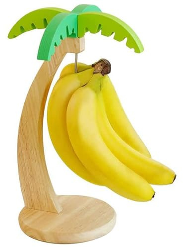 Supporto per banane a forma di albero in legno con gancio per banane con gancio Portafrutta rustico 13x6 pollici per bancone della cucina anche per maturazione Appendiabiti salvaspazio per la co