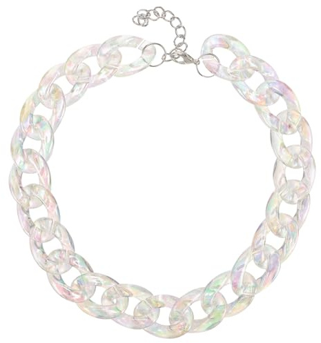 ifundom Modische im Punkigen Stil Kettenchoker Halskette aus Kunstharz für Damen Verstellbare Länge mit Gröberer Gliederkette und Langlebigem nicht Verblassendem Material