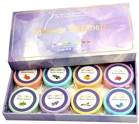 Shower Steamers Aromatherapy - Lot de 8 bombes de douche pour femmes, cadeaux d'aromathérapie aux parfums relaxants pour un spa à domicile, cadeaux d'anniversaire idéaux pour les adolescents
