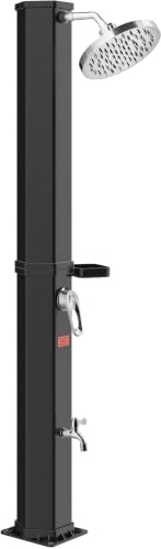Casaria Solardusche 60 Liter UV-beständig inkl. 105GSM Abdeckung | Einhebel Mischbatterie, Temp bis 60 °C, Regendusche, Pooldusche, Gartenschlauch Anschluss, Fußdusche, Gartendusche