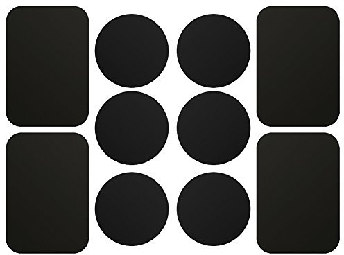 AJOXEL [10 Pièces Plaques Métalliques avec Adhésif (6 Rondes 4 Rectangulaires) pour Support Téléphone Voiture magnétique/Support Voiture Aimanté Universel Metal Plate pour Smartphone - Noir