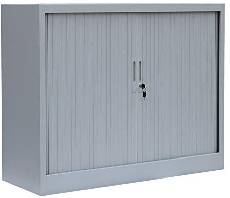 Querrollladenschrank Sideboard 100cm Stahl Büro Aktenschrank grau | Komplett montiert, Rollladenschrank, 555100, (HxBxT) 750 x 1000 x 460 mm