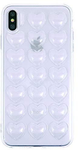 DMaos iPhone Xr Case for Women, 3D Pop Bubble Heart Kawaii Gel Cover, Cute Girly for iPhone 10r 6.1 inch - Clear