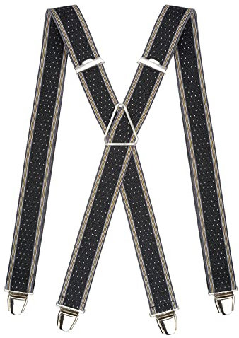 PIERROT Bretelles Homme Larges Made in France - Elastique Ultra Résistant & 4 Clips Extra Fort en X - Taille Ajustable Jusqu’à 130cm - Garantie à Vie - Fabrication Artisanale