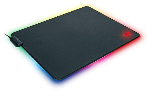 Thermaltake Level 20 RGB 16.8 Million RGB Color Software Enabled (TT RGB Plus/iTake/Alexa/Razer Chroma) Splash-Proof/Anti-Slip Rubber Base 370mm x 290mm Gaming Mouse Pad GMP-LVT-RGBHMS-01, Small