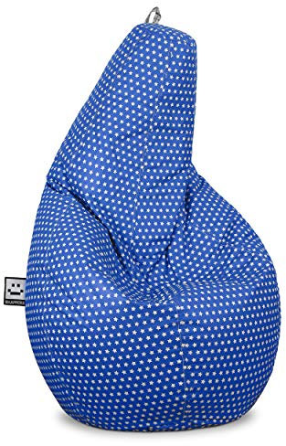 HAPPERS Puff Salón o Dormitorio Estampado Stars Azul XL con Relleno Incluido