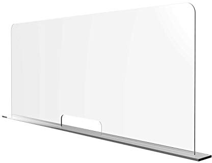 Solarplexius Spuckschutz mit Durchreiche Hustenschutz Niesschutz Virenschutz Thekenaufsatz Tischaufsatz Tresenaufsatz Antibakteriell Transparent Acrylglas (120 x 50 cm)