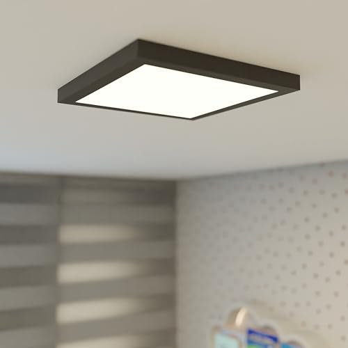 Lampenlux LED Aufbauleuchte Lumina Deckenlampe Flur Warmweiß Deckenleuchte für Schlafzimmer/Wohnzimmer eckig LED-Panel Kinderzimmer IP20 (Schwarz, 300x300mm)