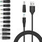 POWSEED 5V DC Power Cord, USB to DC Plug Charging Cord with 10 Adapter Plugs to Charge Moon Lamp, LED Pixel Light, USB-HUB, Mini Fan, Camera, Cartoon Watch, Mobile Phone, Power Bank