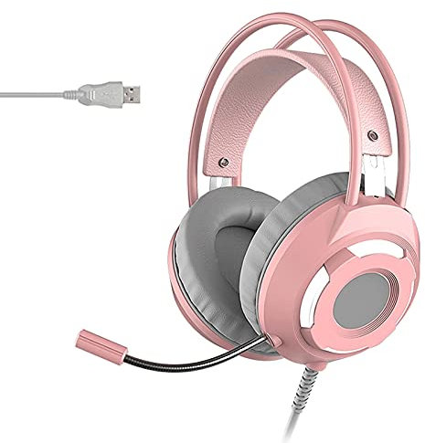 Wired Gaming Headset, 7.1 Surround Stereo Noise Cancelling Over Ear Headphones With Mic Soft Memory Skin-Friendly PU Ear Cups, Long Lasting Battery Up To 30 Hours (Color : USB)