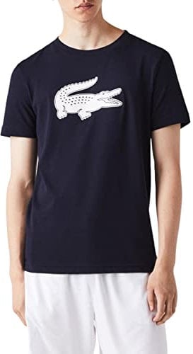 Lacoste Herren Th2042 Atmungsaktives Sport-T-Shirt, Marineblau/Weiß, S
