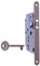 Serratura Porta Interna AGB Serie CENTRO. Entrata 50, Interasse 90. (Fronte 18x196, SCROCCO CHIAVE, BRONZATO)