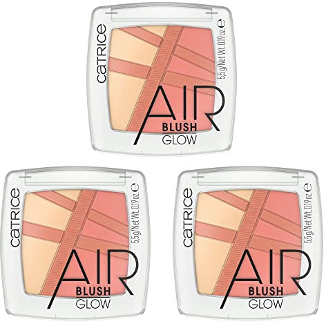 Catrice AirBlush Glow, Rouge, Nr. 010, Mehrfarbig, langanhaltend, sofortiges Ergebnis, schimmernd, vegan, ohne Parfüm, ohne Alkohol, ohne Parabene, 3er Pack (3x5.5g)