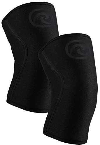 Rehband Power Max vendaje de rodilla fuerza deportes 7mm SBR/neopreno, adecuado para competiciones, rodilleras para musculación, Color:Carbon/Negro - 1 Par, Talla:S