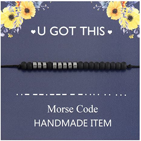ENSIANTH You Got This Armband Morsecode-Armbänder für Frauen, Freunde, geheime Nachricht, Schmuck, inspirierendes Armband für Mädchen, M, Edelstahl