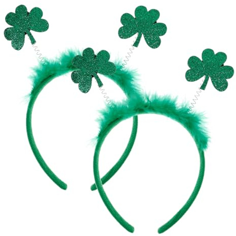 SOLUSTRE 2 Stück Festival Haarreifen Mit Kleeblatt Motiv Für St. Patrick'S Day Karneval Kostüm Kopfschmuck Erwachsene Party Accessoires