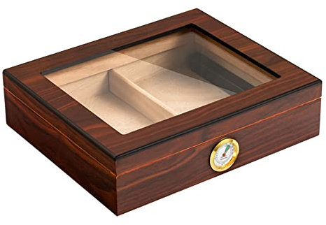 Humidor Handgefertigter Zigarren Humidor Handgefertigter Zigarrenhumidor Handgefertigter Humidor Zigarren mit Befeuchter und Hygrometer, Reisekoffer-Desktop-Humidor, Glasplatte, fasst 35 Zigarren