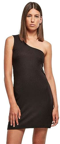 Urban Classics Damen Kleid Ladies Rib One Shoulder Dress Black XS
